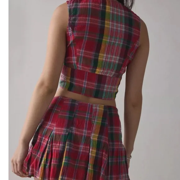 Urban Outfitters Red Plaid Crop Top and Skirt Set - Picture 7 of 8